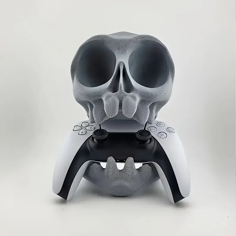 Skull Gaming Stand - 3D Printed Headset & Controller Holder for PS5 PS4 Xbox Desktop Organiser
