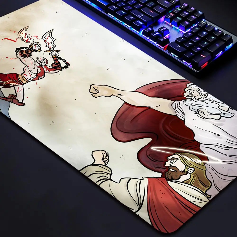 God of War Gaming Mouse Pad - Large Extended Desk Mat with Non-Slip Rubber Base
