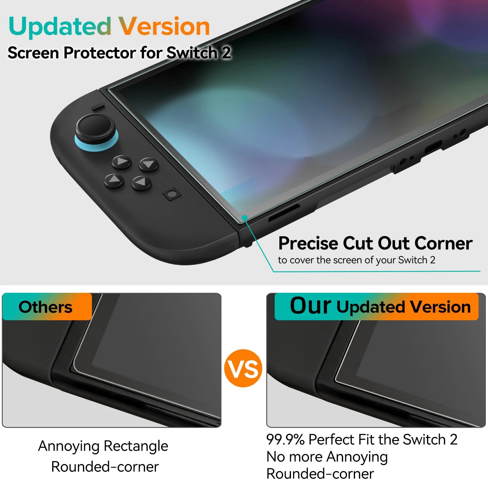Switch 2 Tempered Glass Screen Protector - 9H HD Clear, Anti-Fingerprint & Anti-Scratch