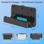 Switch 2 Wall Mount Dock Holder with 12 Game Card Storage - Universal Organizer for Switch 2, OLED & Original