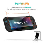 Switch 2 Tempered Glass Screen Protector - 9H HD Clear, Anti-Fingerprint & Anti-Scratch