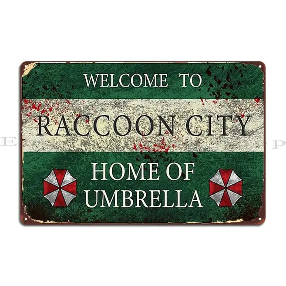Raccoon City Metal Sign - Vintage Decor Tribute for Home & Bar