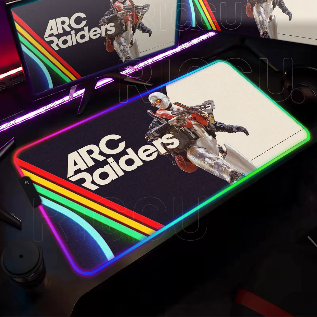 ARC Raiders RGB LED Gaming Mouse Pad – XXL Desk Mat with 12 Lighting Modes & Non-Slip Rubber Base