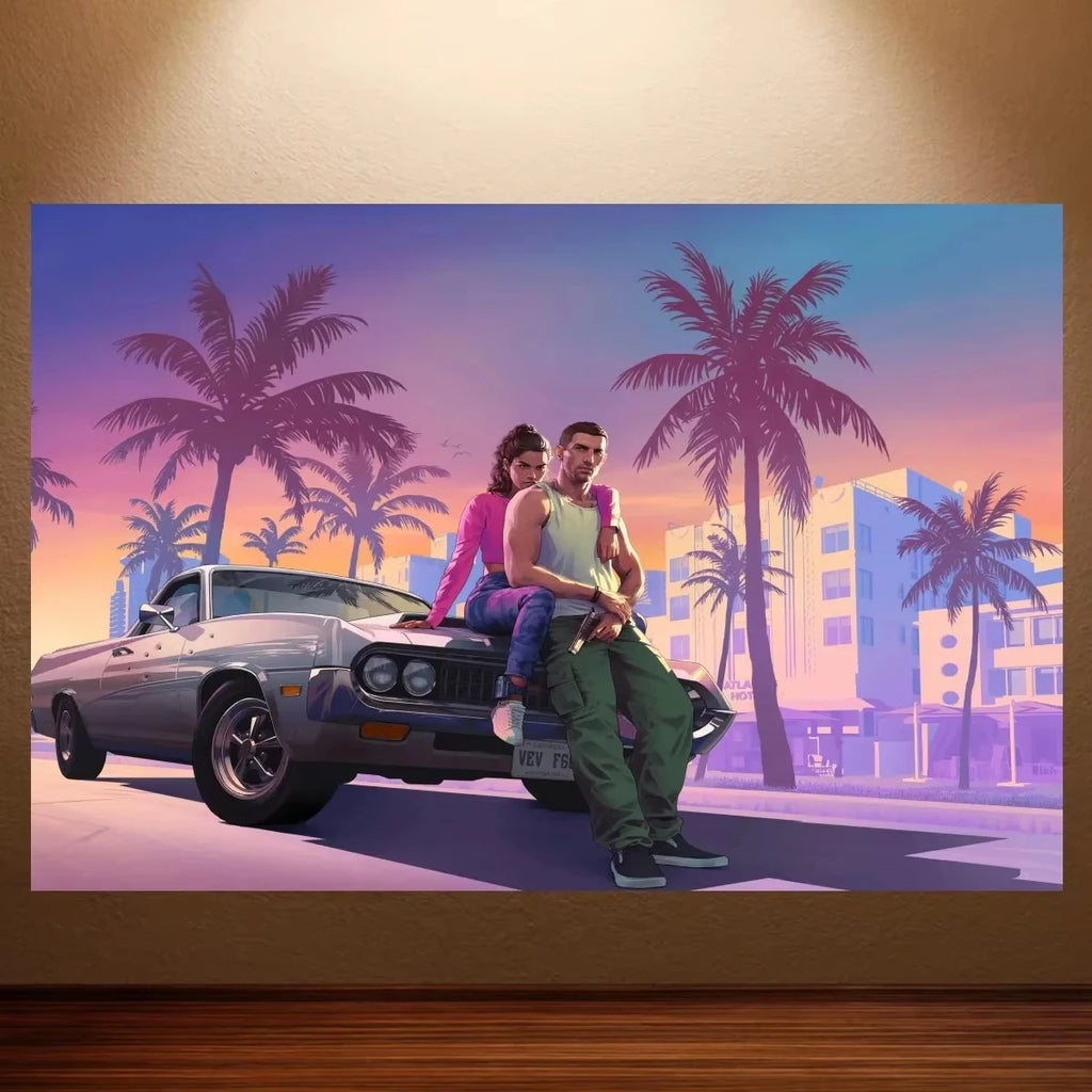 GTA VI Canvas Poster - Wall Art Print for Game Room, Bedroom & Man Cave Decor