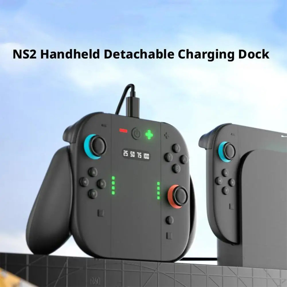 Switch 2 Charging Grip with 2000mAh Battery - Ergonomic Joy-Con Handle Charging Station Dock