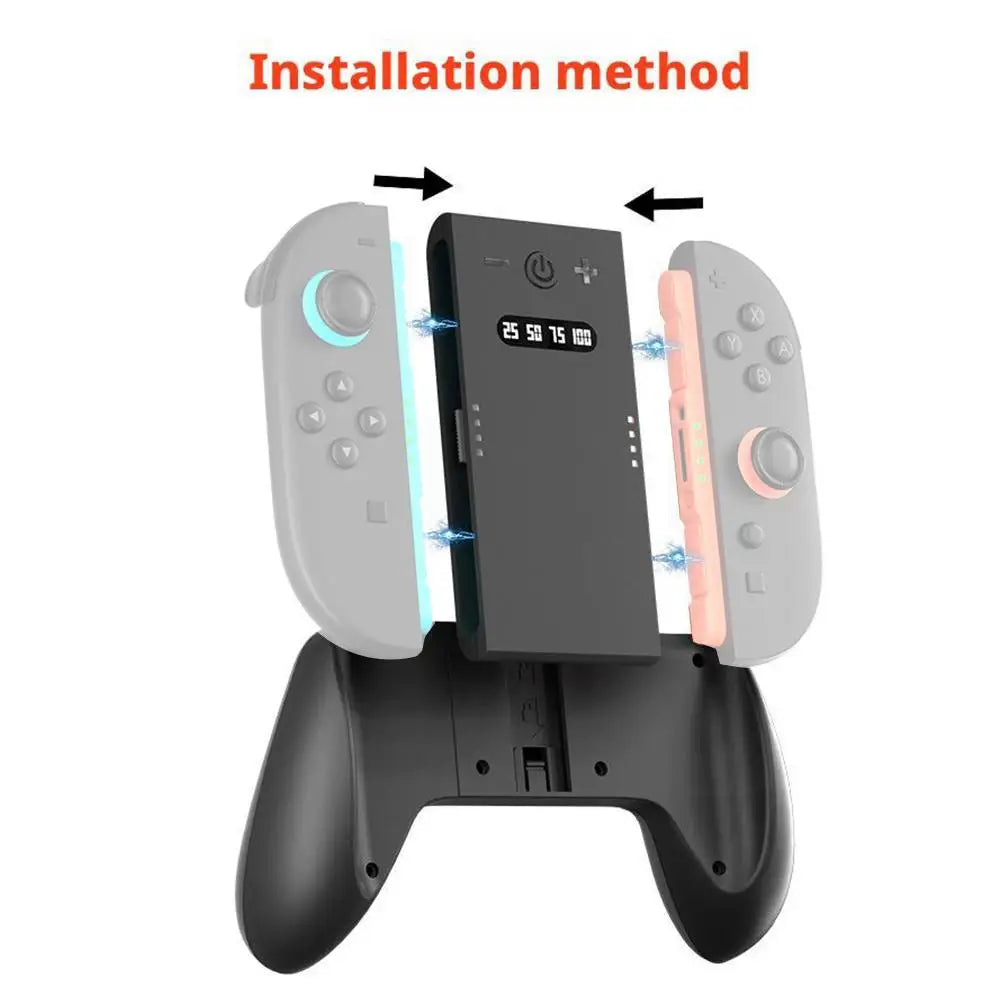 Switch 2 Charging Grip with 2000mAh Battery - Ergonomic Joy-Con Handle Charging Station Dock