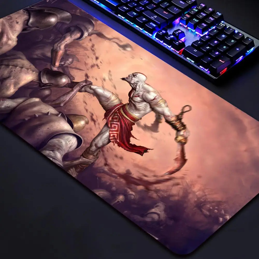 God of War Gaming Mouse Pad - Large Extended Desk Mat with Non-Slip Rubber Base