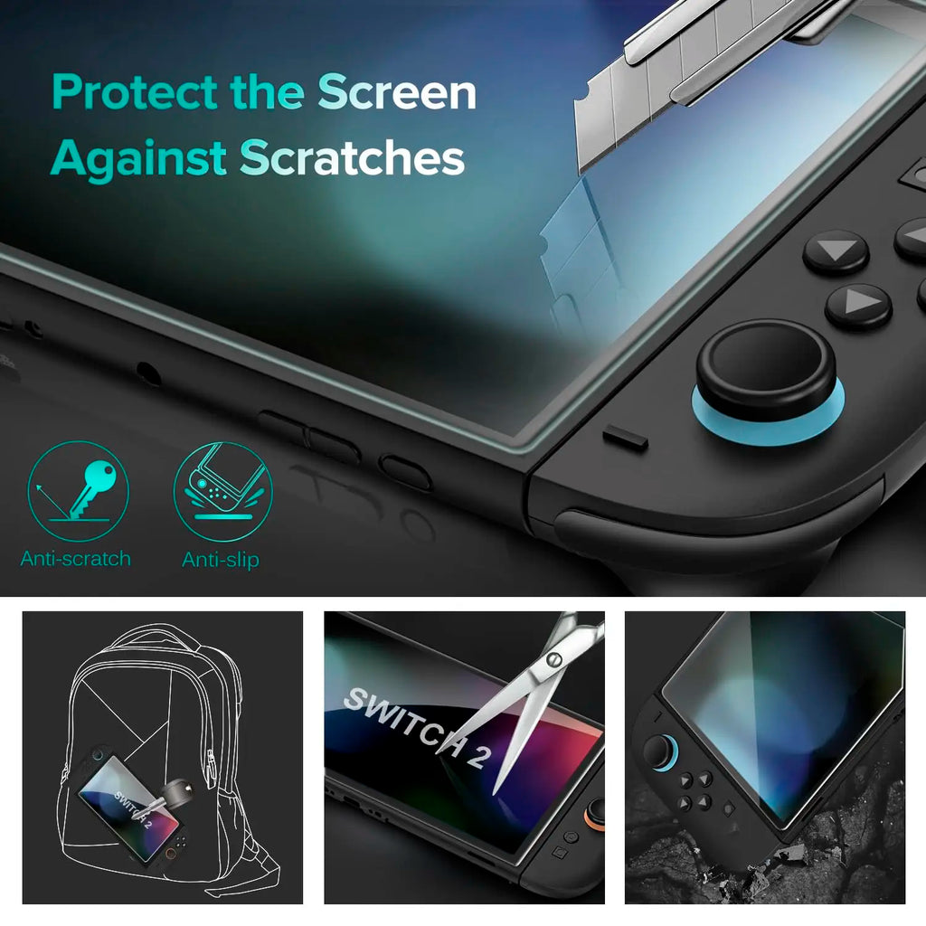 Switch 2 Tempered Glass Screen Protector - 9H HD Clear, Anti-Fingerprint & Anti-Scratch