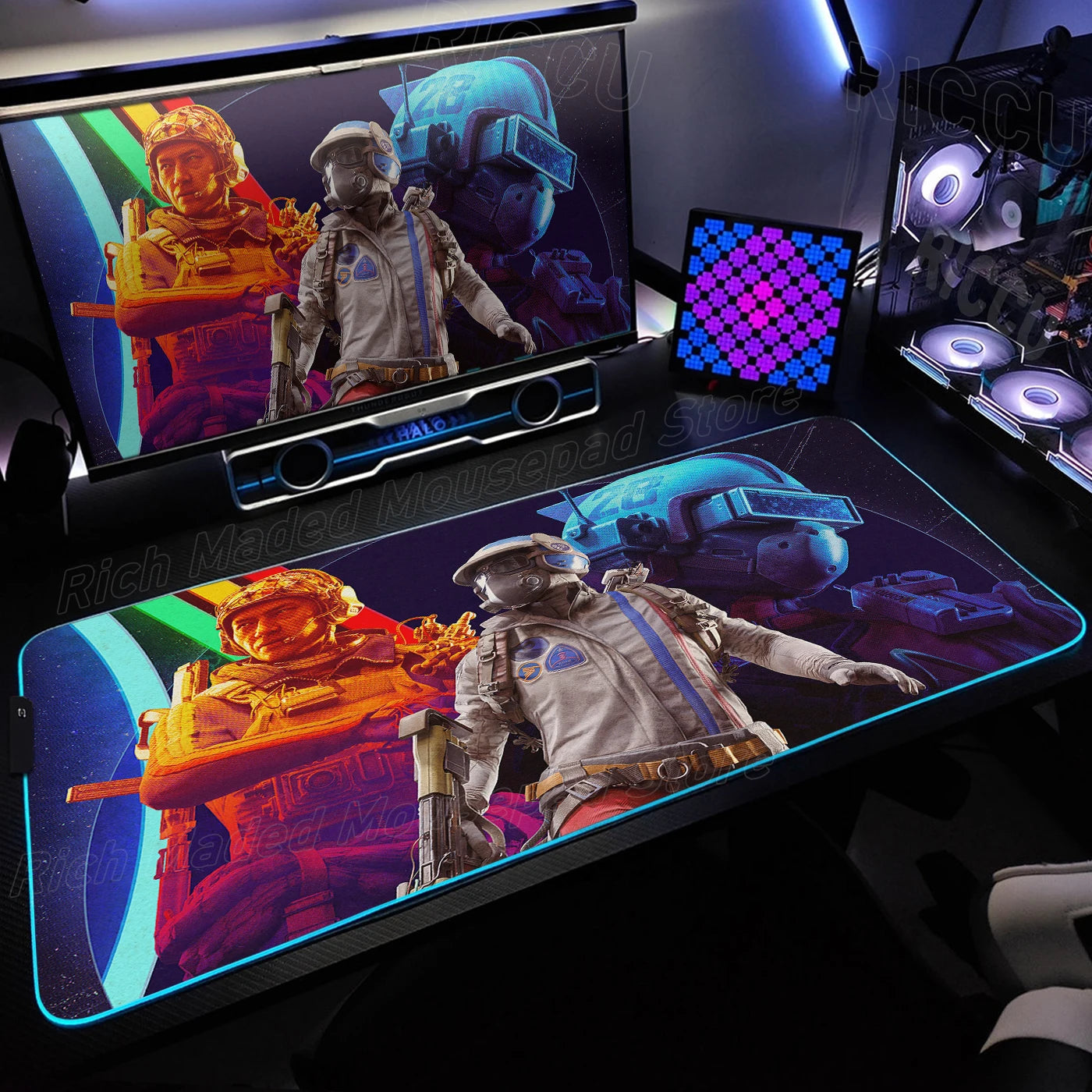 ARC Raiders RGB LED Gaming Mouse Pad – XXL Desk Mat with 12 Lighting Modes & Non-Slip Rubber Base