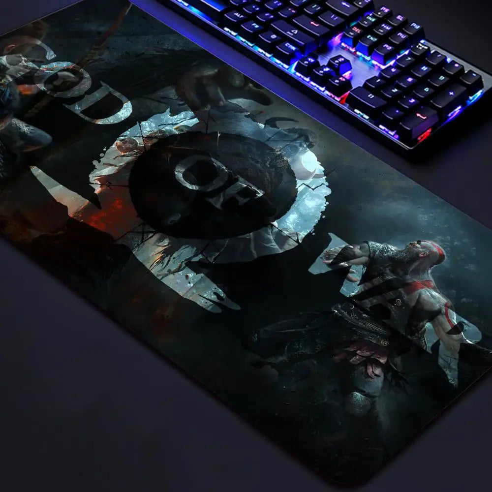 God of War Gaming Mouse Pad - Large Extended Desk Mat with Non-Slip Rubber Base