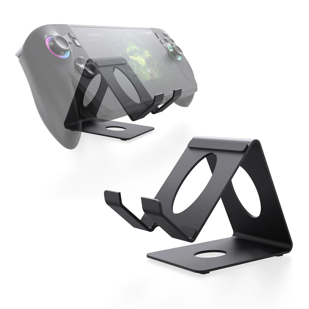 Universal Handheld Gaming Stand - Heavy Metal Base, Silicone Grip for Switch 2, Steam Deck & ROG Ally
