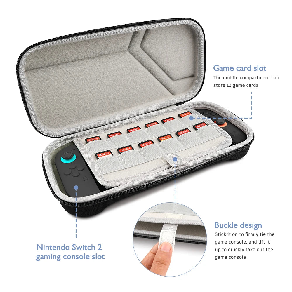 Switch 2 Hard Shell Carrying Case - EVA Armor, Velvet Interior & 12 Game Card Slots