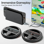 Switch 2 Racing Wheel for Joycon - Ergonomic Steering Wheel with 360° Rotation & Paddle Shift | NS2 Gaming