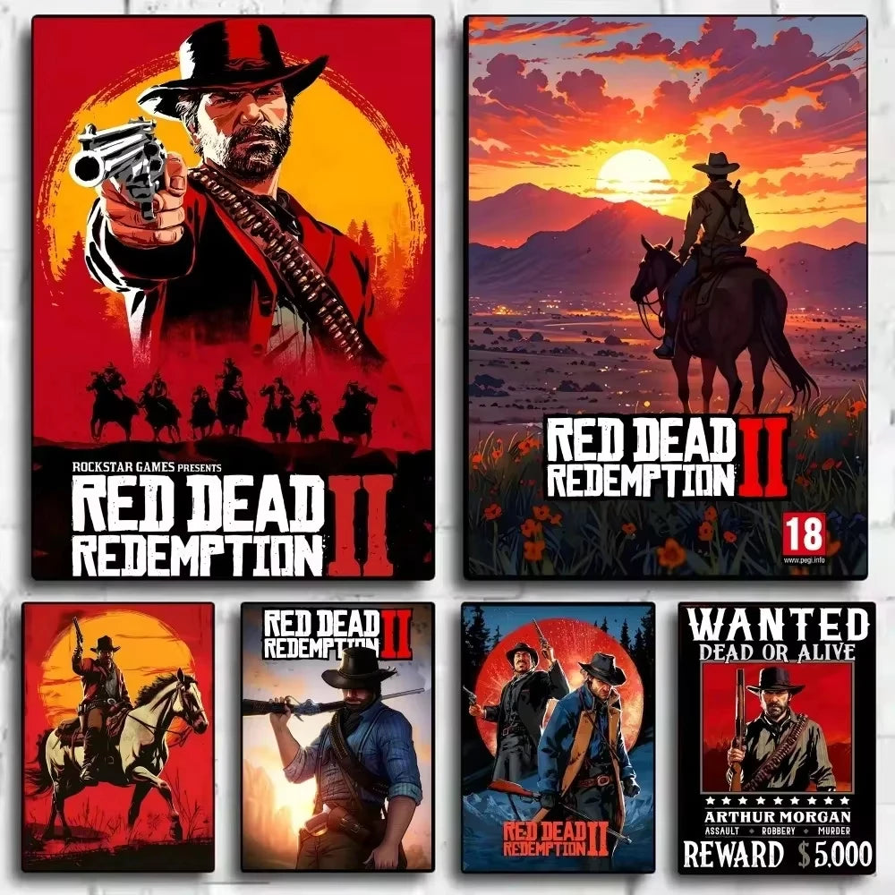 Red Dead Redemption 2 Canvas Poster - Western Wall Art Print for Game Room, Bedroom & Man Cave