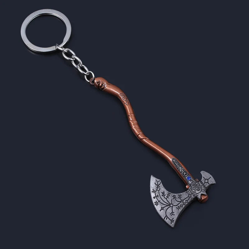 Kratos Axe Keychain - Exquisite Crystal Carved Pendant for Fans