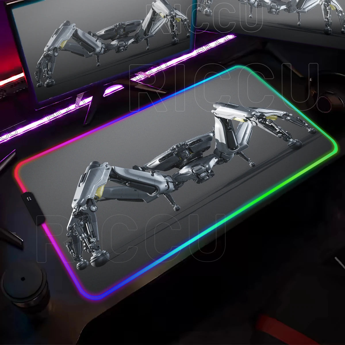 ARC Raiders RGB LED Gaming Mouse Pad – XXL Desk Mat with 12 Lighting Modes & Non-Slip Rubber Base