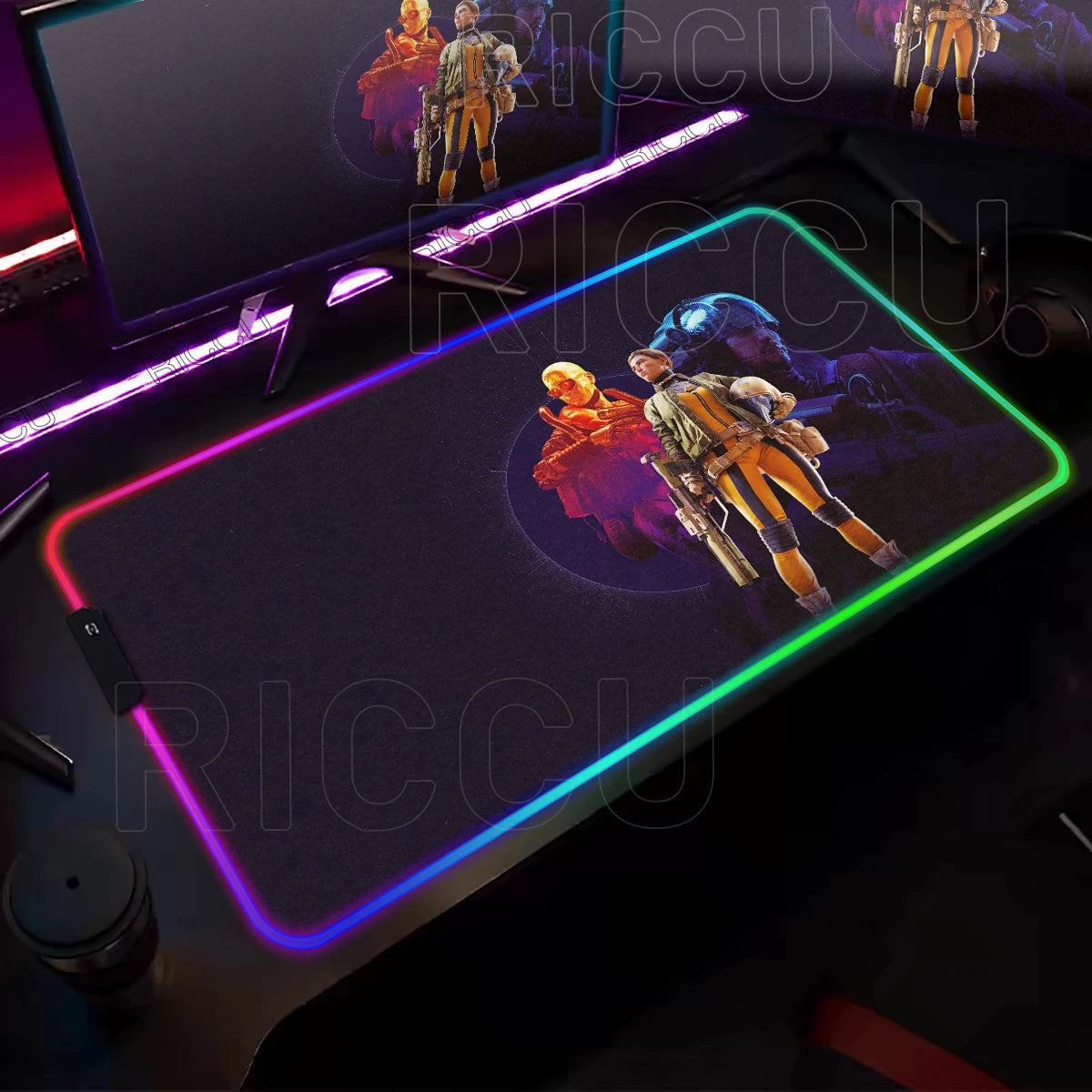 ARC Raiders RGB LED Gaming Mouse Pad – XXL Desk Mat with 12 Lighting Modes & Non-Slip Rubber Base