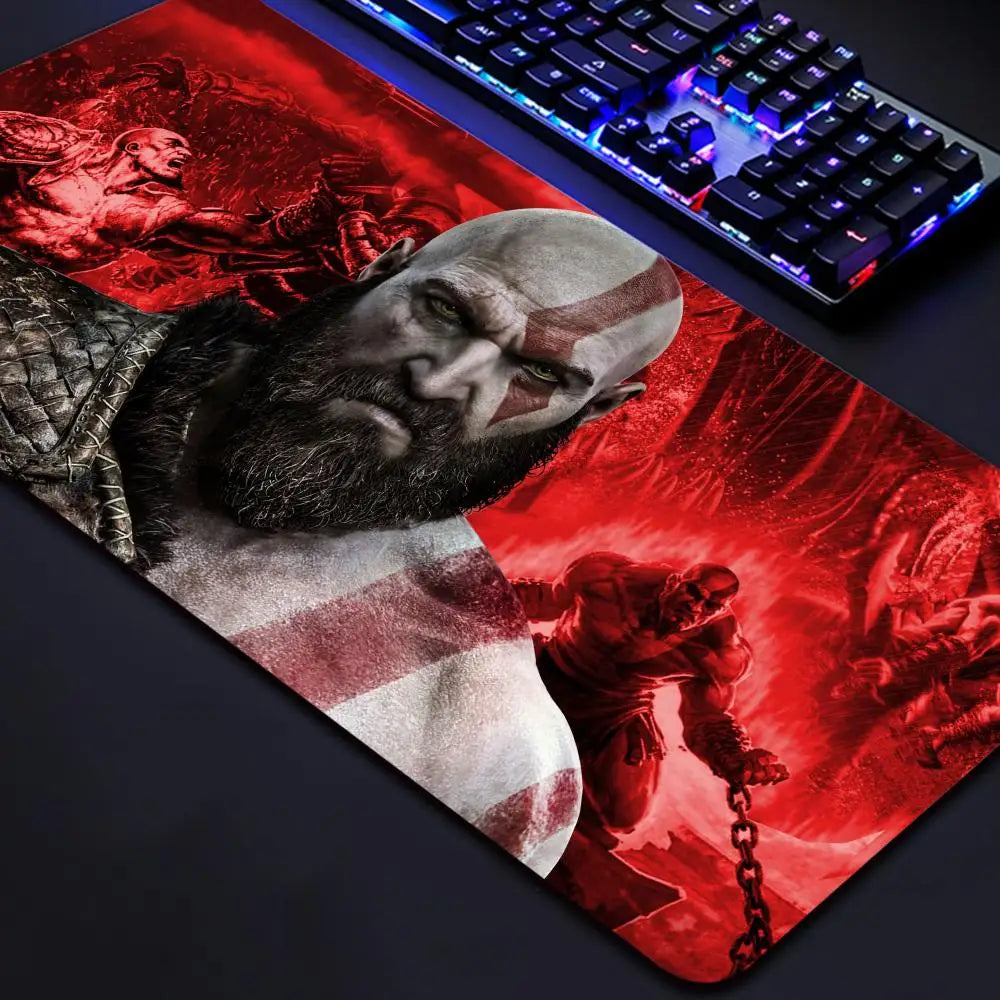 God of War Gaming Mouse Pad - Large Extended Desk Mat with Non-Slip Rubber Base