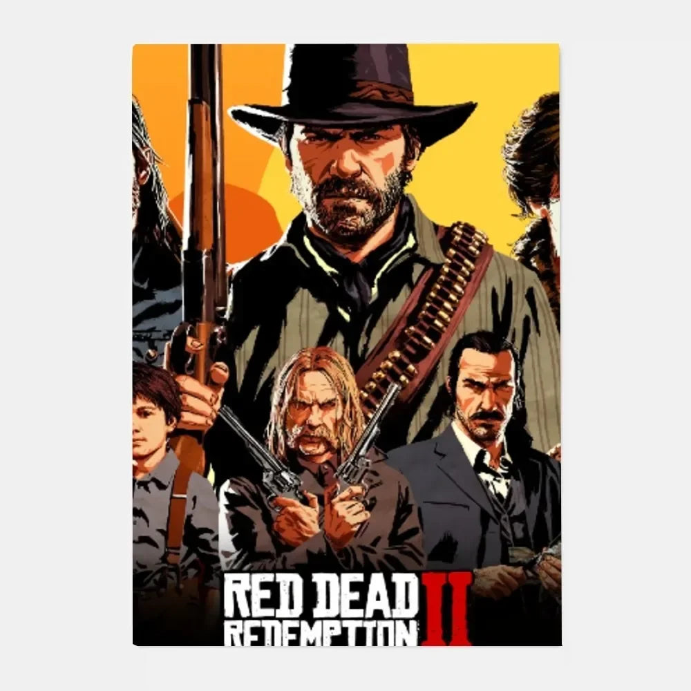 Red Dead Redemption 2 Canvas Poster - Western Wall Art Print for Game Room, Bedroom & Man Cave