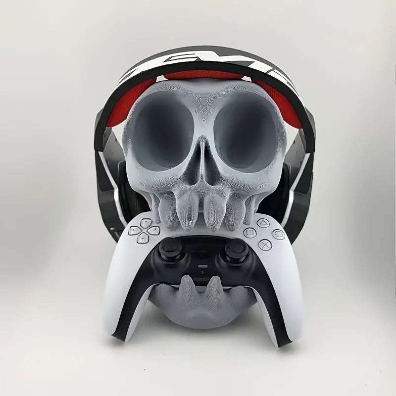 Skull Gaming Stand - 3D Printed Headset & Controller Holder for PS5 PS4 Xbox Desktop Organiser