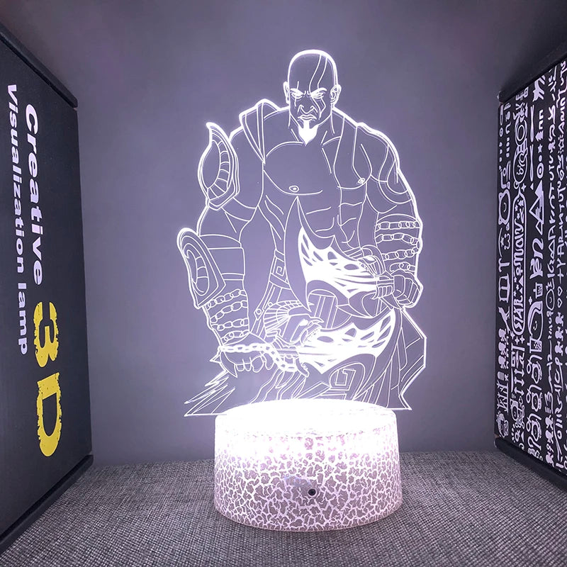 Kratos God of War 3D LED Night Light - Acrylic Illusion Lamp for Gaming Room Decor