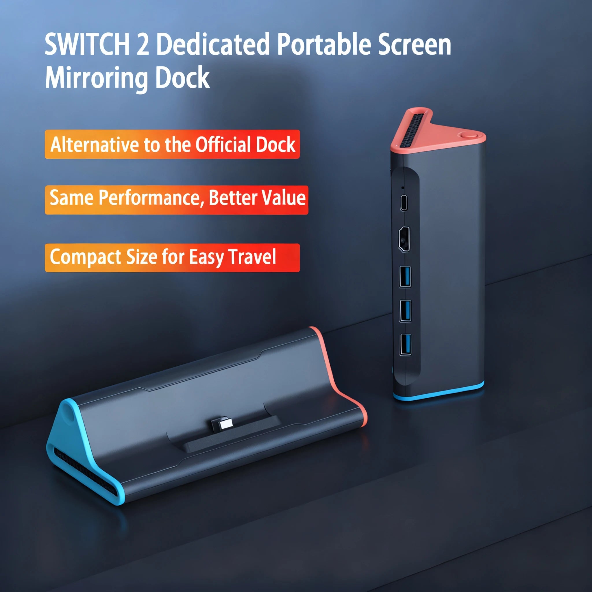 Switch 2 Portable 4K Dock - HDMI 4K@60Hz, 3x USB 3.0 & 60W Charging
