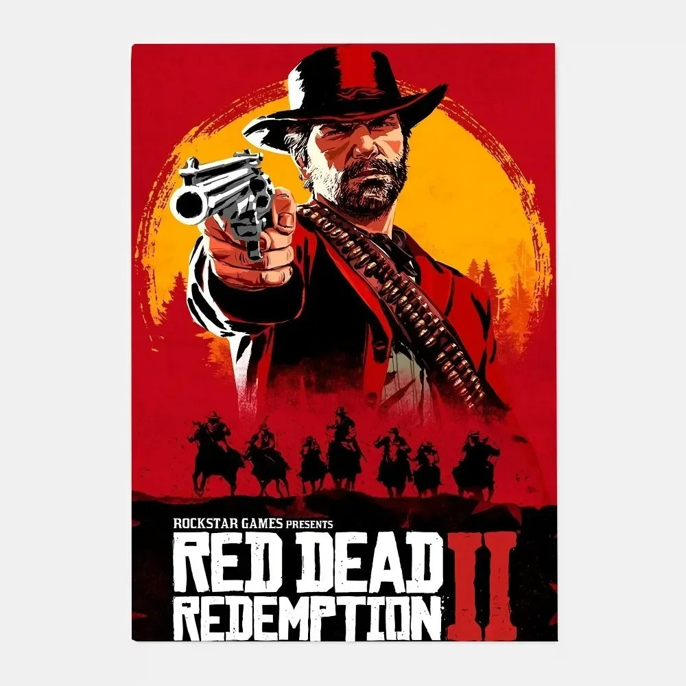 Red Dead Redemption 2 Canvas Poster - Western Wall Art Print for Game Room, Bedroom & Man Cave