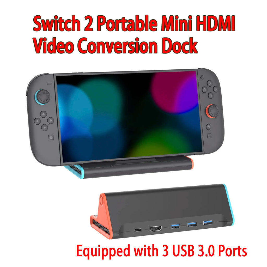 Switch 2 Portable 4K Dock - HDMI 4K@60Hz, 3x USB 3.0 & 60W Charging