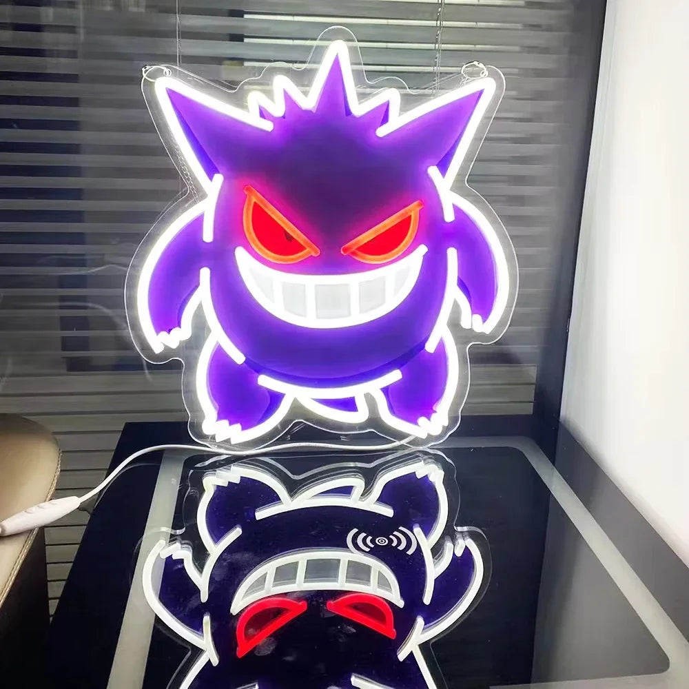 Gengar Pokémon LED Neon Sign - USB Dimmable Light for Bedroom, Game Room & Party Decor