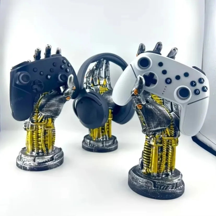 Cyberpunk Robot Hand Controller & Headphone Stand - Mechanical Arm Desktop Holder for PS5 PS4 Gaming Setup