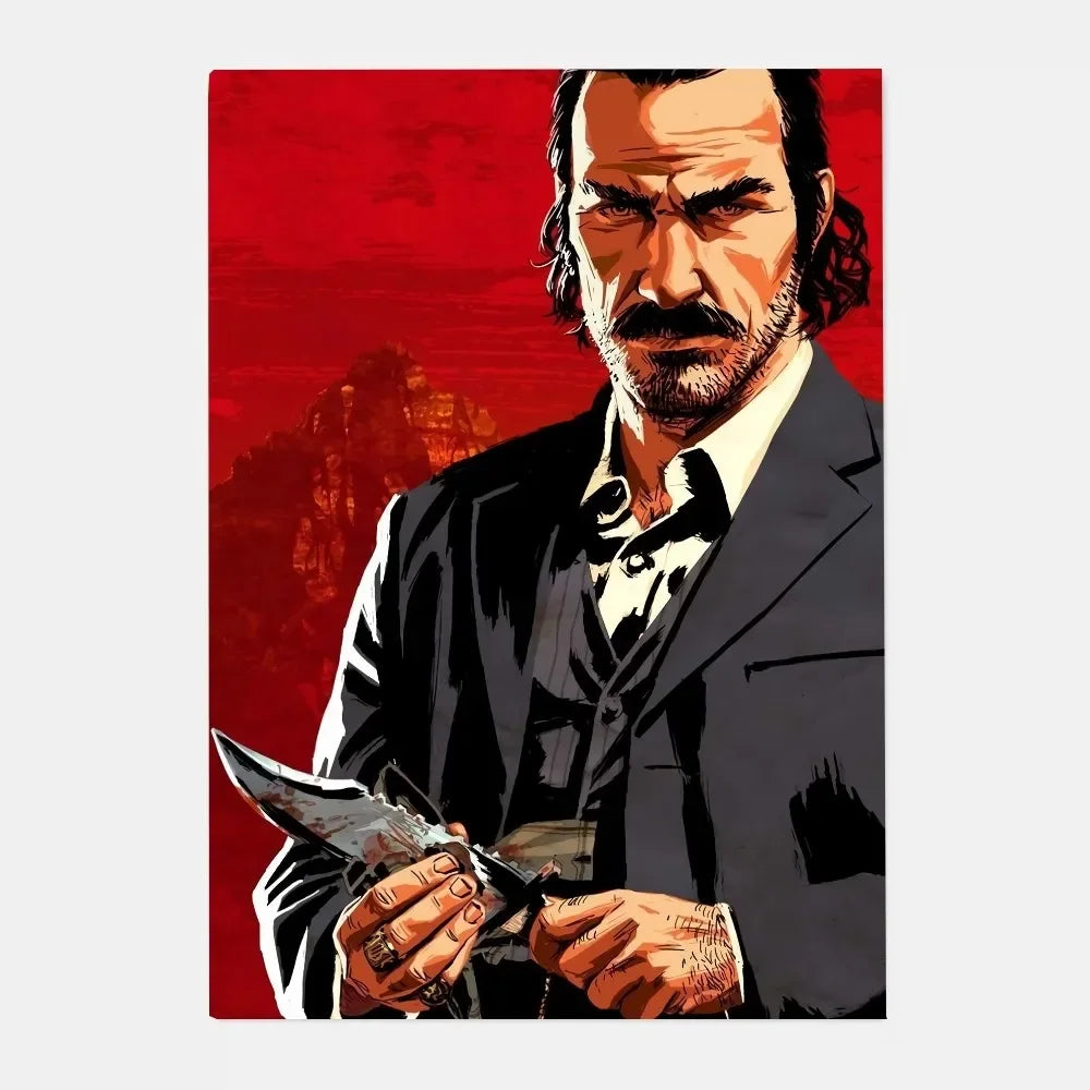 Red Dead Redemption 2 Canvas Poster - Western Wall Art Print for Game Room, Bedroom & Man Cave