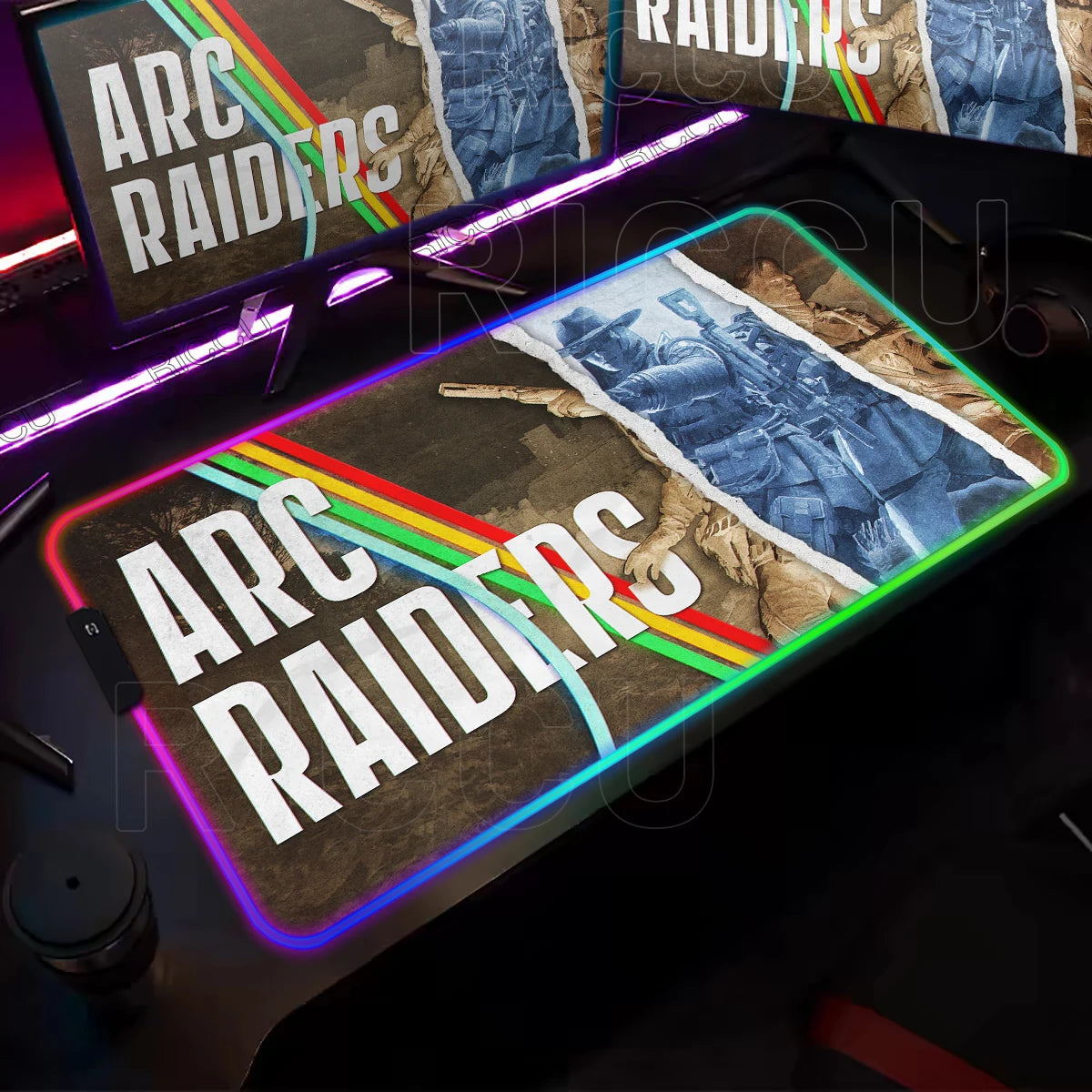 ARC Raiders RGB LED Gaming Mouse Pad – XXL Desk Mat with 12 Lighting Modes & Non-Slip Rubber Base