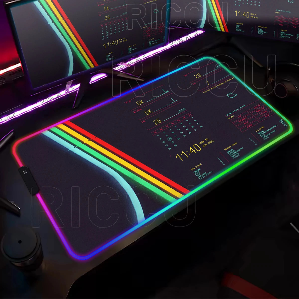 ARC Raiders RGB LED Gaming Mouse Pad – XXL Desk Mat with 12 Lighting Modes & Non-Slip Rubber Base