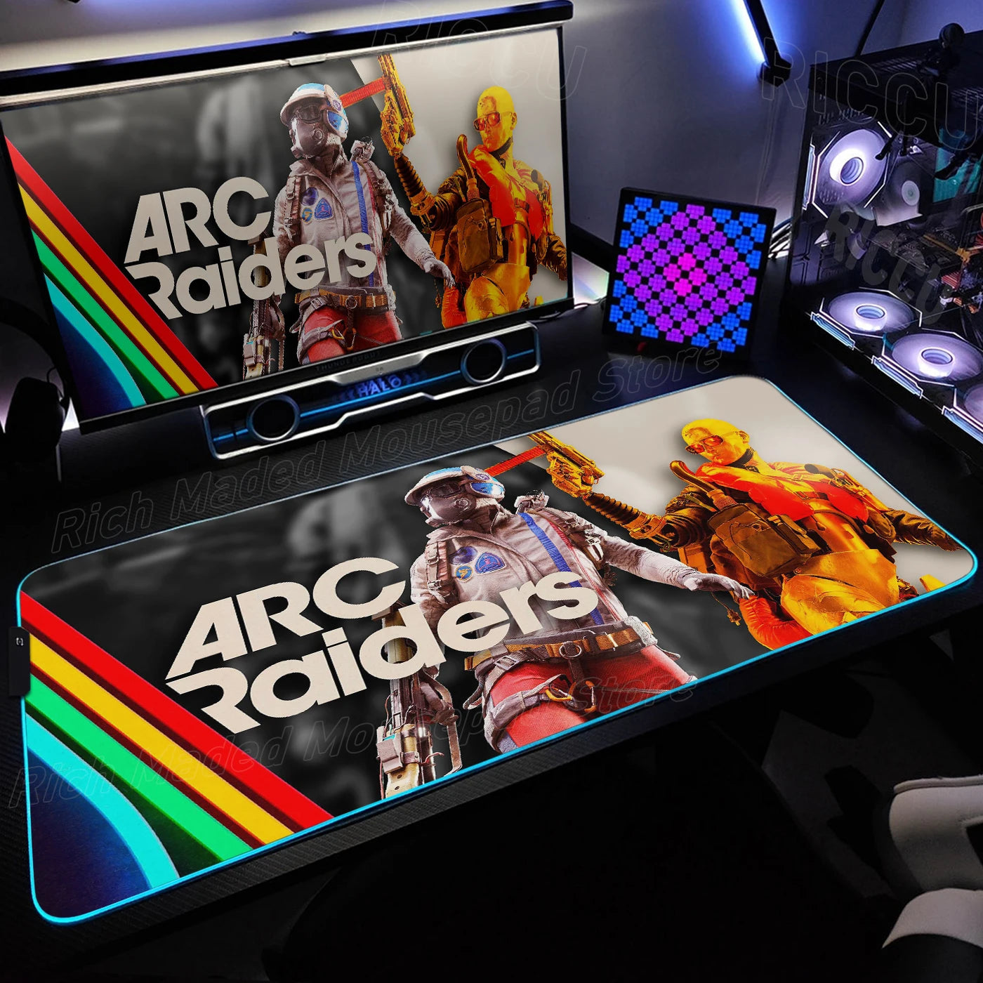 ARC Raiders RGB LED Gaming Mouse Pad – XXL Desk Mat with 12 Lighting Modes & Non-Slip Rubber Base