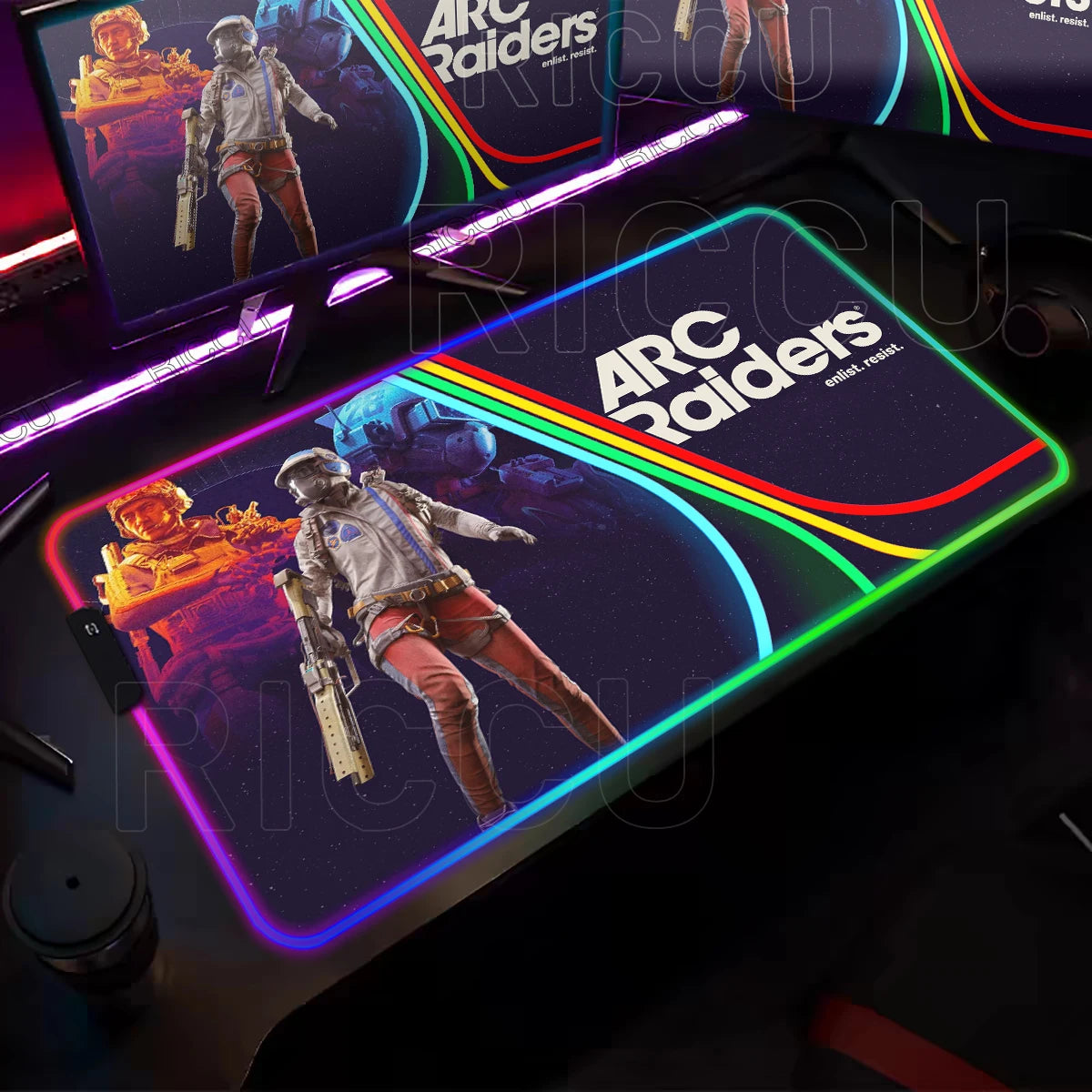 ARC Raiders RGB LED Gaming Mouse Pad – XXL Desk Mat with 12 Lighting Modes & Non-Slip Rubber Base