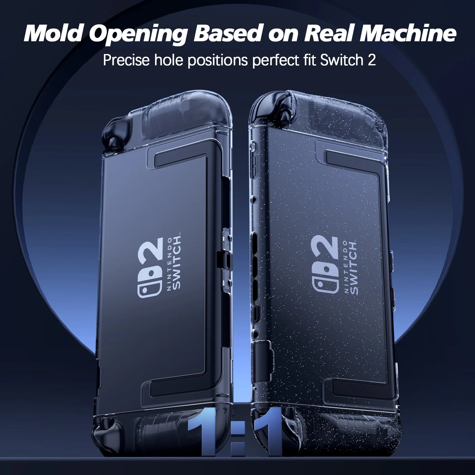 Switch 2 Transparent Grip Case - Shock-Absorbing Cover with Ergonomic Hand Grips