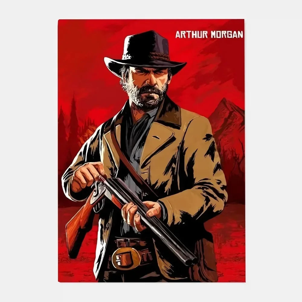 Red Dead Redemption 2 Canvas Poster - Western Wall Art Print for Game Room, Bedroom & Man Cave