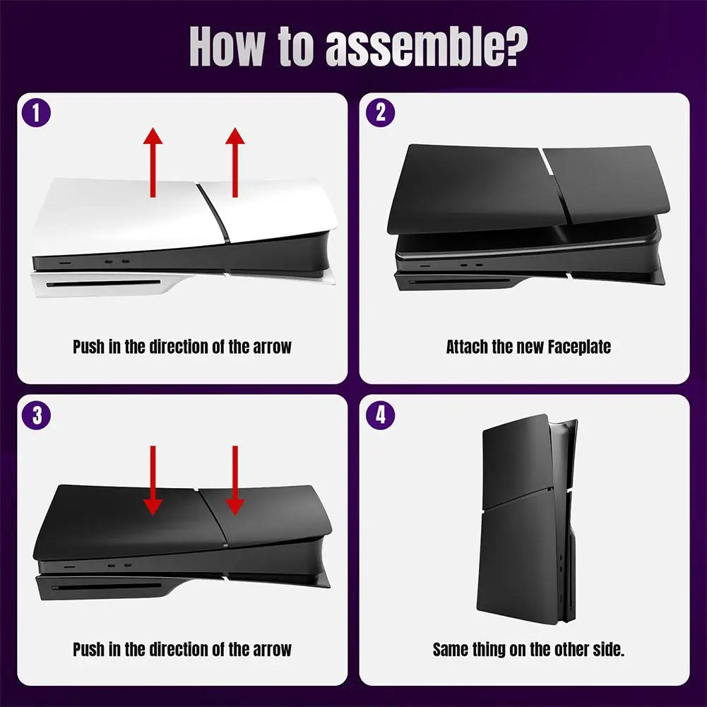 PS5 Slim Replacement Shell - Black Faceplate Cover for PlayStation 5 Slim Digital & Disc Edition