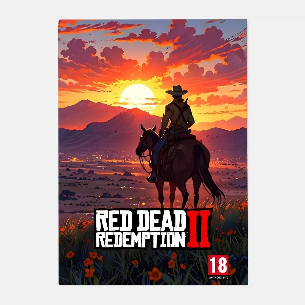 Red Dead Redemption 2 Canvas Poster - Western Wall Art Print for Game Room, Bedroom & Man Cave