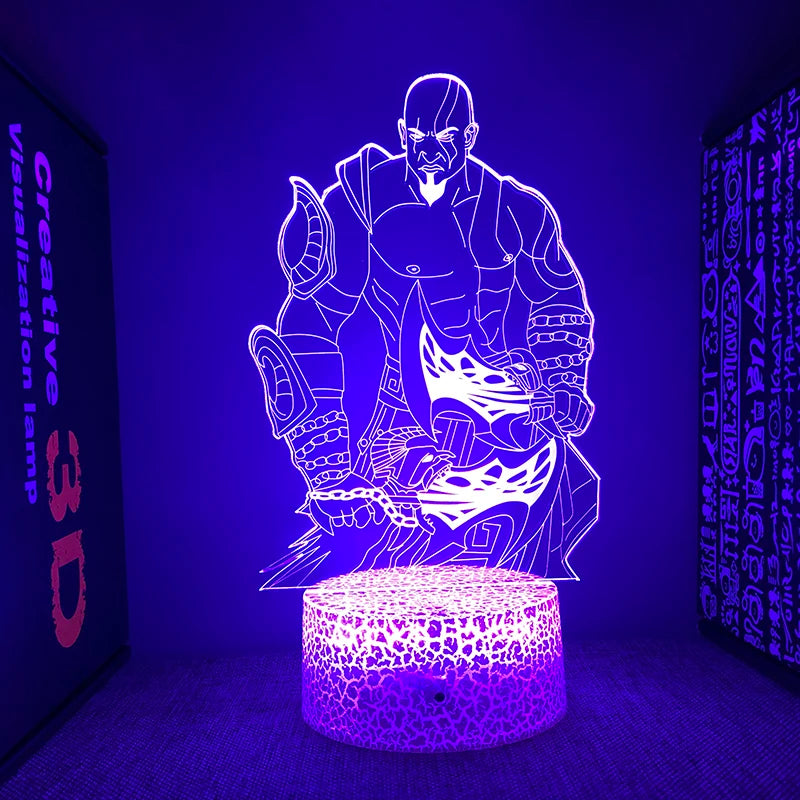 Kratos God of War 3D LED Night Light - Acrylic Illusion Lamp for Gaming Room Decor