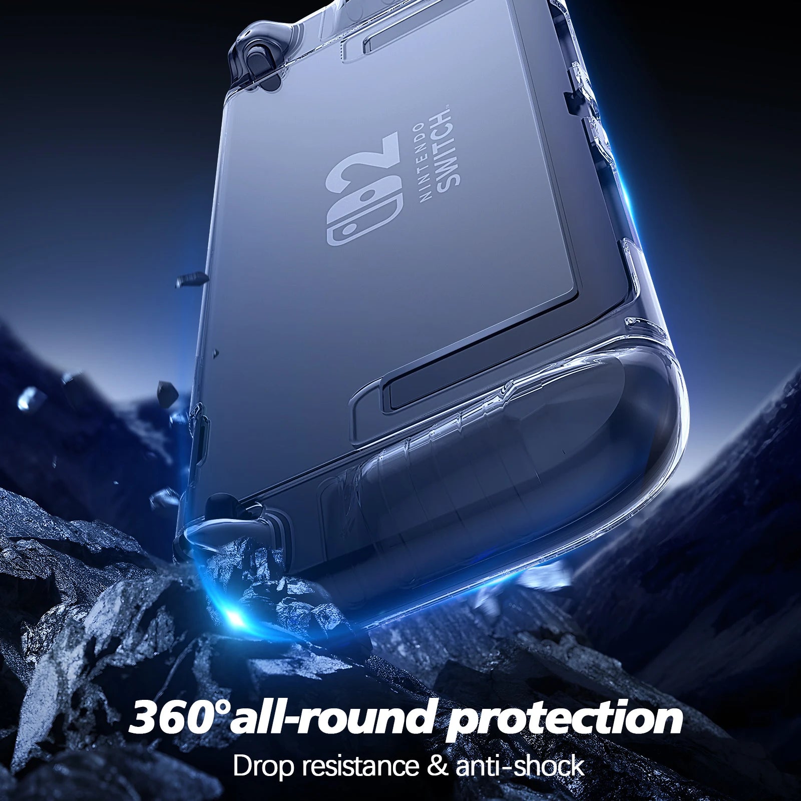 Switch 2 Transparent Grip Case - Shock-Absorbing Cover with Ergonomic Hand Grips