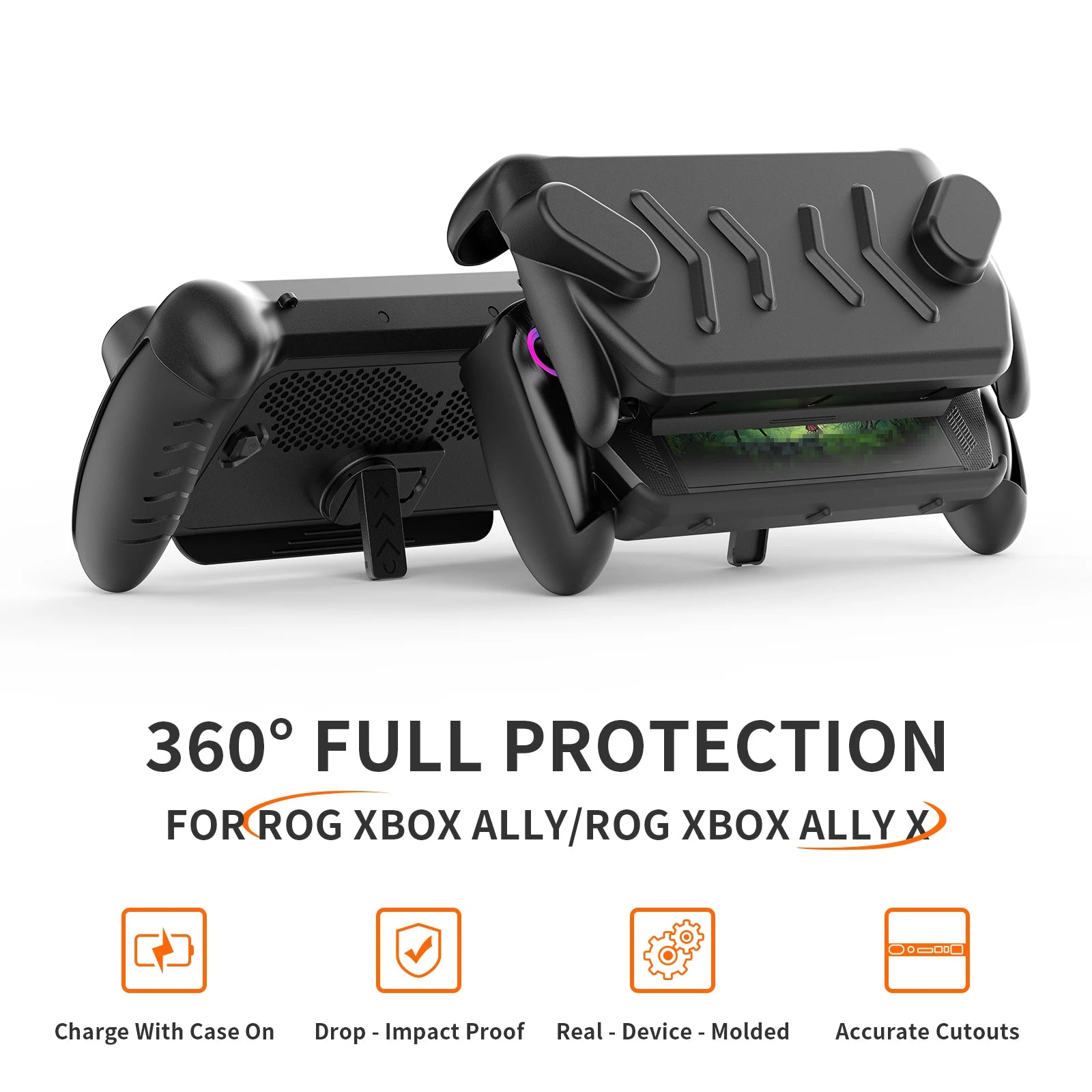 ROG Ally & Ally X Grip Case with Kickstand - 360° Protection, High-Grip Texture & Metal Stand