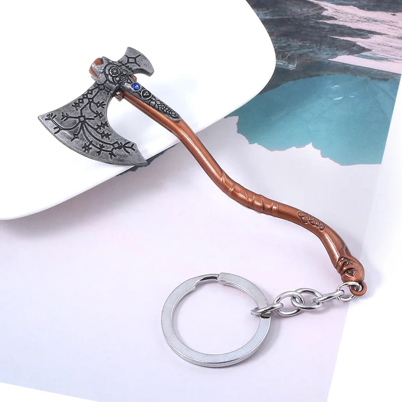Kratos Axe Keychain - Exquisite Crystal Carved Pendant for Fans