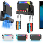 Switch 2 Wall Mount Dock Holder with 12 Game Card Storage - Universal Organizer for Switch 2, OLED & Original