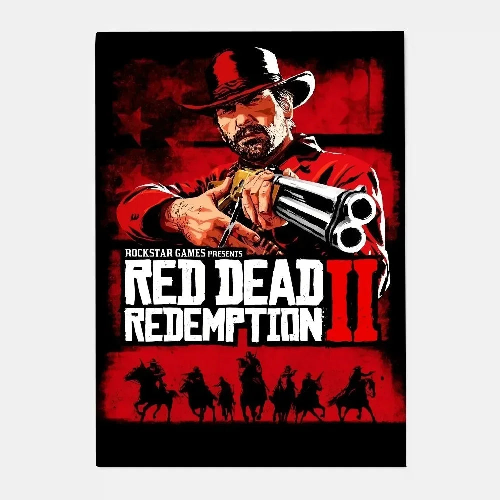 Red Dead Redemption 2 Canvas Poster - Western Wall Art Print for Game Room, Bedroom & Man Cave