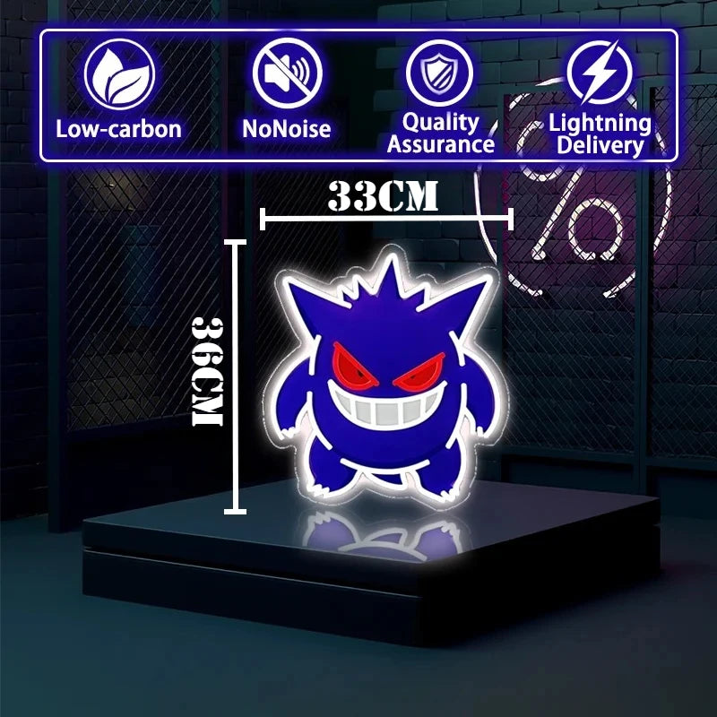 Gengar Pokémon LED Neon Sign - USB Dimmable Light for Bedroom, Game Room & Party Decor