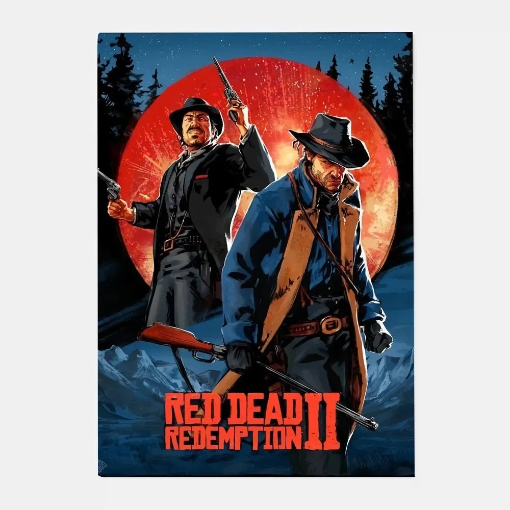 Red Dead Redemption 2 Canvas Poster - Western Wall Art Print for Game Room, Bedroom & Man Cave