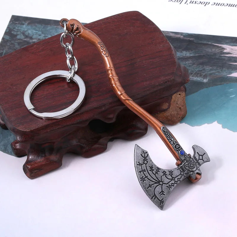 Kratos Axe Keychain - Exquisite Crystal Carved Pendant for Fans