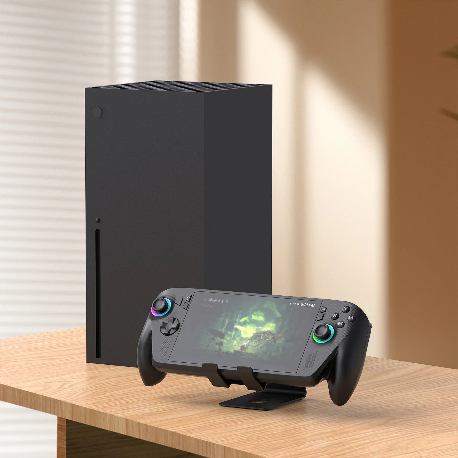 Universal Handheld Gaming Stand - Heavy Metal Base, Silicone Grip for Switch 2, Steam Deck & ROG Ally
