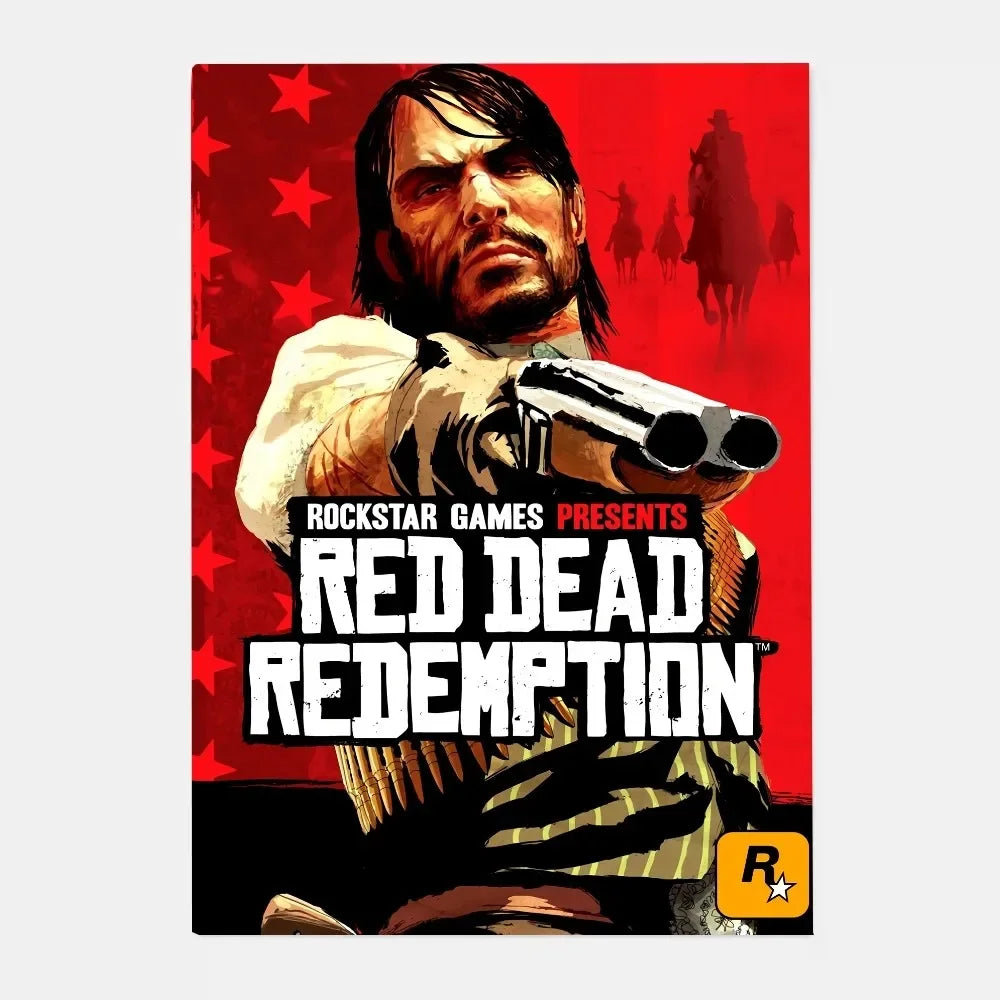 Red Dead Redemption 2 Canvas Poster - Western Wall Art Print for Game Room, Bedroom & Man Cave